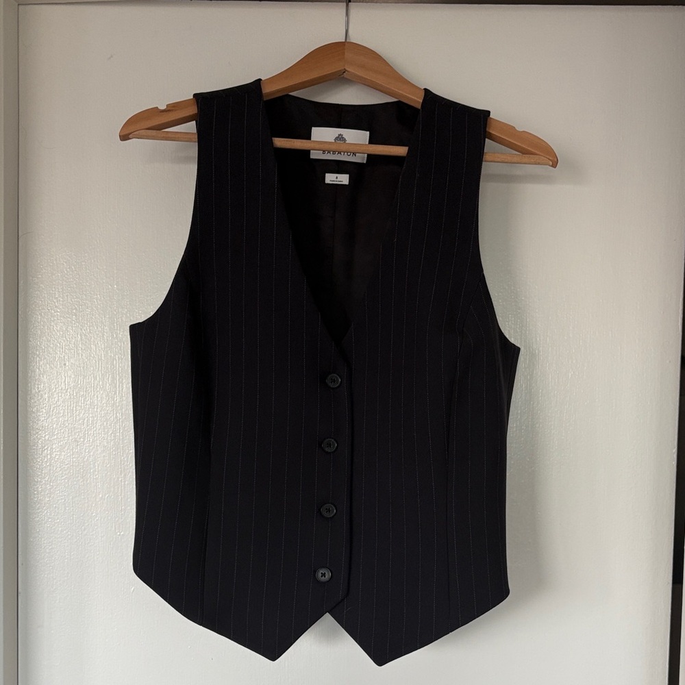 Aritzia Black Pinstripe Vest